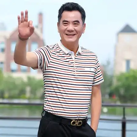 洋湖轩榭爸爸短袖t恤男装夏装4050岁中年男士上衣服短t夏季中老年人爷爷c图片大全邮乐官方网站
