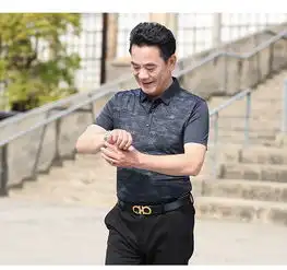 4050岁中年人中老年男士衣服冰丝polo衫父亲节爸爸短袖t恤男夏装俏美
