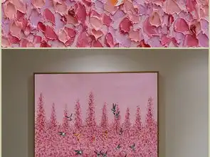 纯手绘粉系彩蝶草丛艺术装饰油画图片设计素材高清模板下载55.75mb植物花卉装饰画大全
