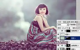 ps怎样把逆光美女照片调成青紫色
