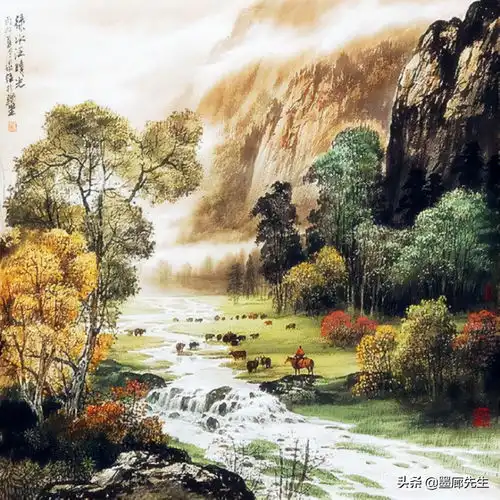 精选彩墨山水画欣赏
