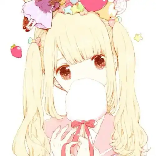 求图,求头上有个洋娃娃和很多零食的双马尾女孩的图就是下图这张求