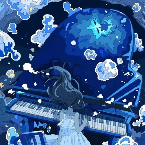 治愈系插画水蓝色海洋天堂
