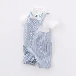 戴维贝拉夏季男童裤子男宝宝纯棉背带短裤dba6345蓝白条纹66cm蜜芽,中国领先的进口母婴限时特卖商城
