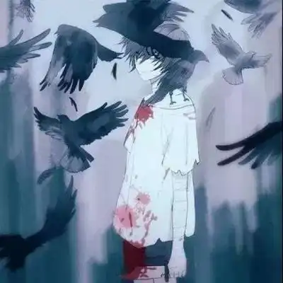 动漫血腥黑化男头像超丧二次元黑暗系忧郁头像
