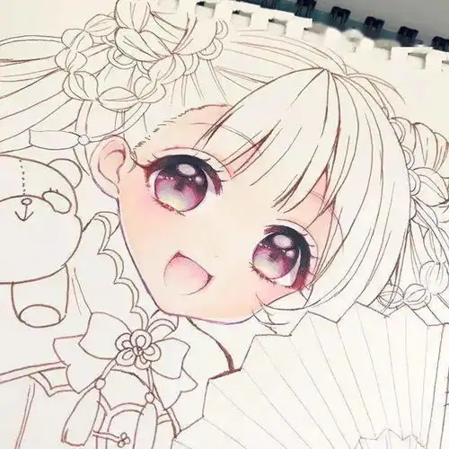 炒鸡可爱仙气的动漫人物女生马克笔插画线稿