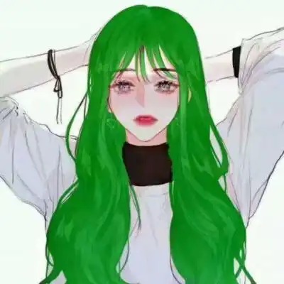 二次元绿色头发少女原谅绿动漫头像图片
