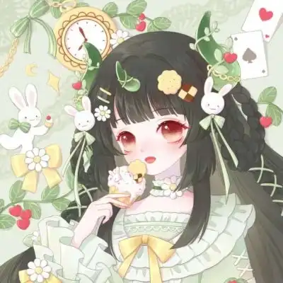 绿色系女生动漫头像清新头像