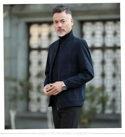 洋湖轩榭爸爸外套春秋中年男装休闲薄款夹克40中老年人爷爷春装50岁上衣服
