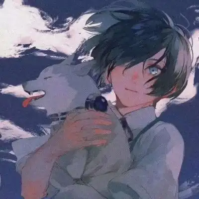 动漫男头蓝色治愈系我在等你
