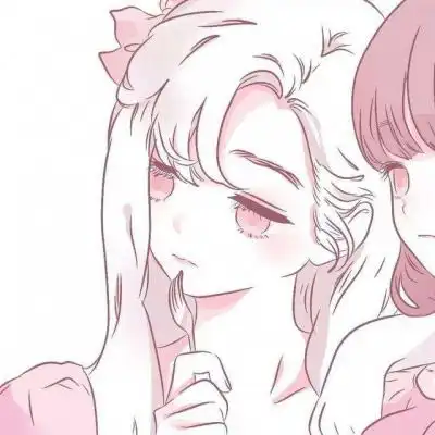 粉色系卡通姐妹头像可爱卖萌一对
