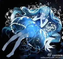 二次元蓝色插画
