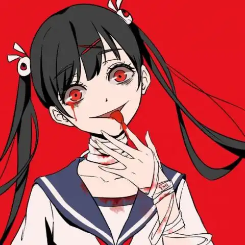 黑暗系动漫情侣头像丧系二次元血腥一对两张
